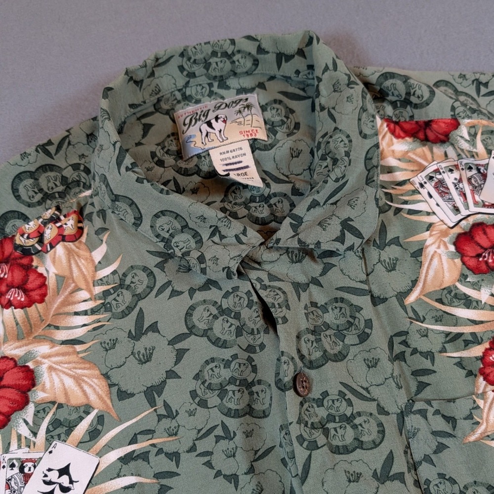 Big Dogs Button Up Shirt Mens Size Large Play To Win Gambling Poker